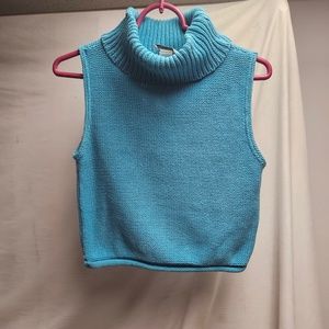 2for$20 Mandee bright blue knit crop top sweater tank collar turtleneck